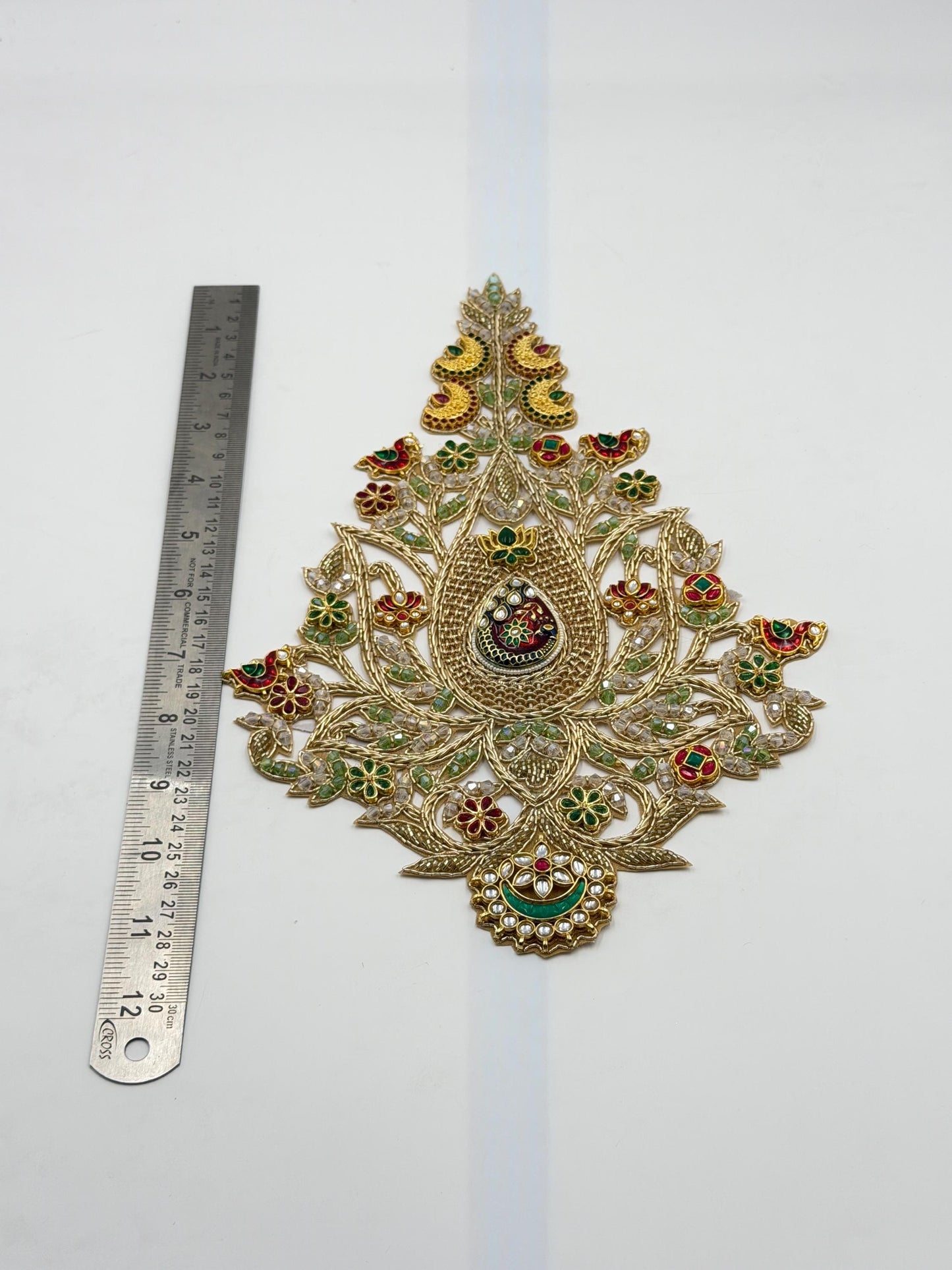 Luxury Beaded Jewelled Applique Patch Gold Zari