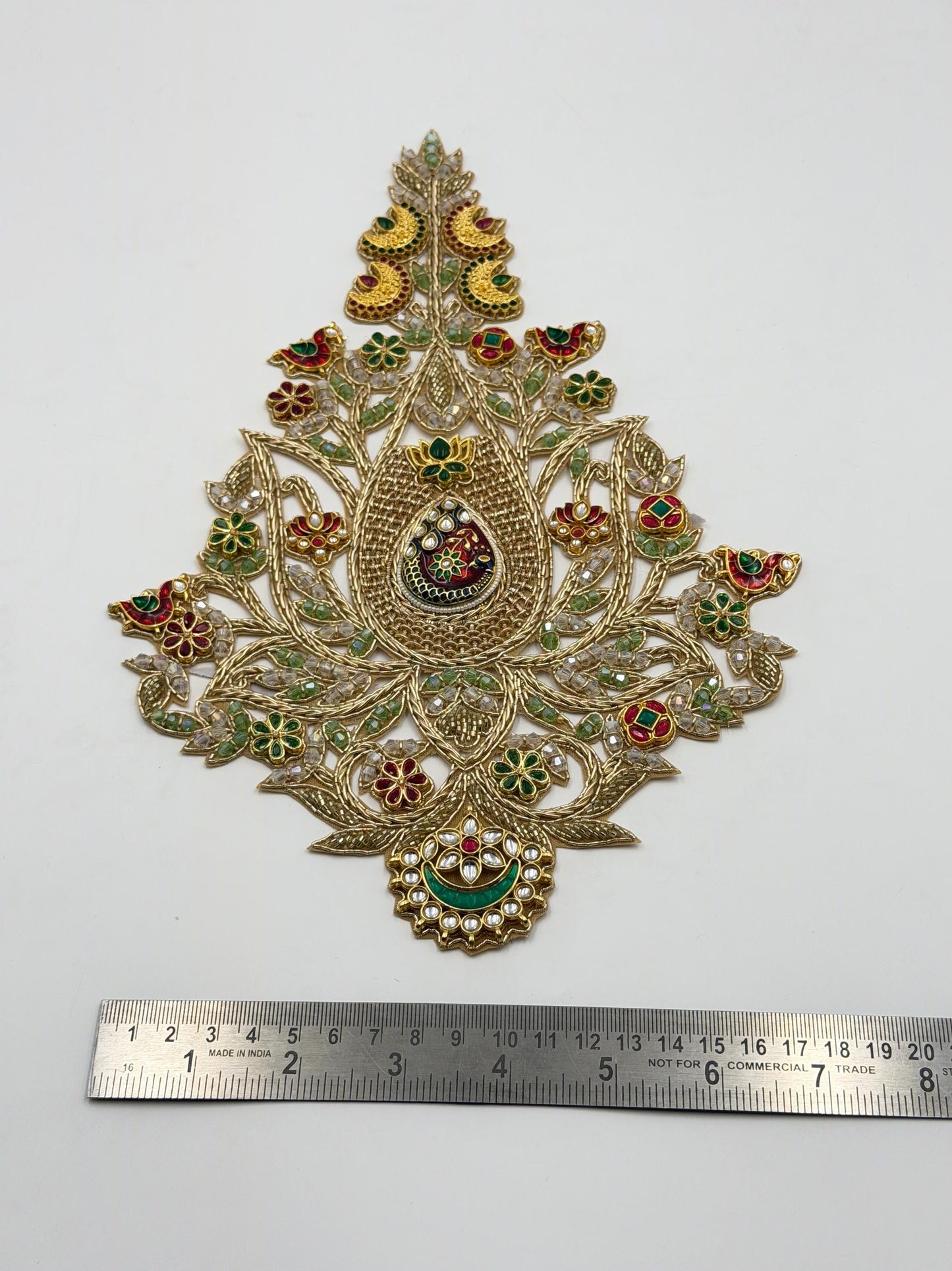 Luxury Beaded Jewelled Applique Patch Gold Zari