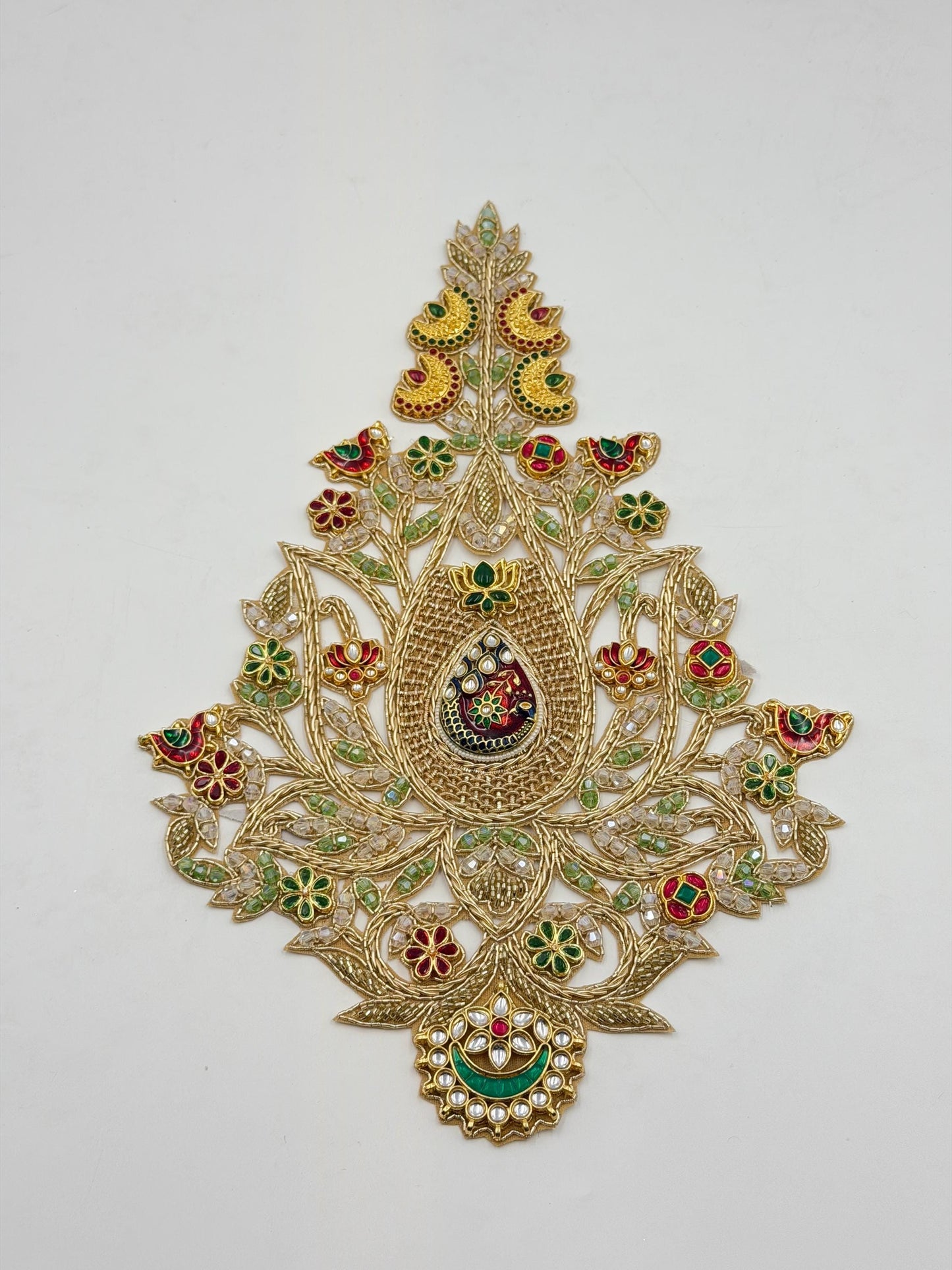 Luxury Beaded Jewelled Applique Patch Gold Zari