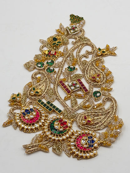 Hand Embroidery Kundan Crystal Lehanga Embellishment