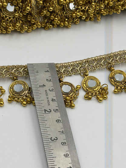 Hand Embroidered Zari Mirror Tassel Trim Hand Made