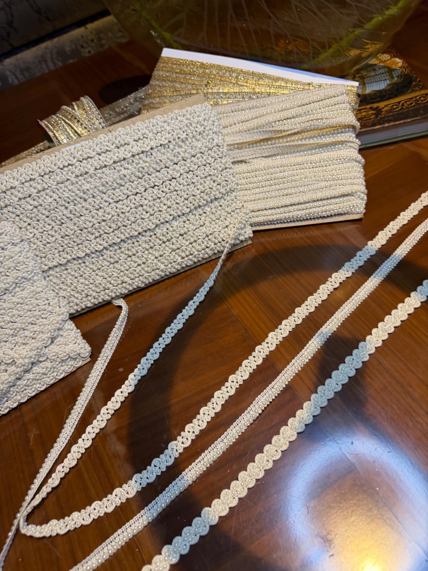 Pearl Edging Lace Trim Ivory Pearl Border Ribbon