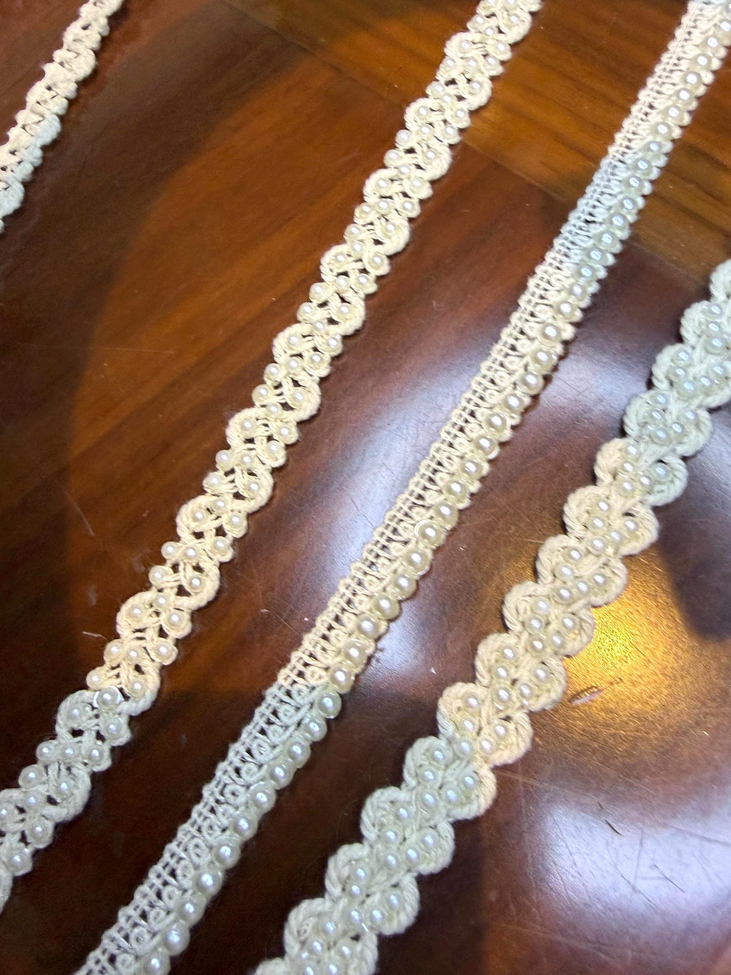 Pearl Edging Lace Trim Ivory Pearl Border Ribbon