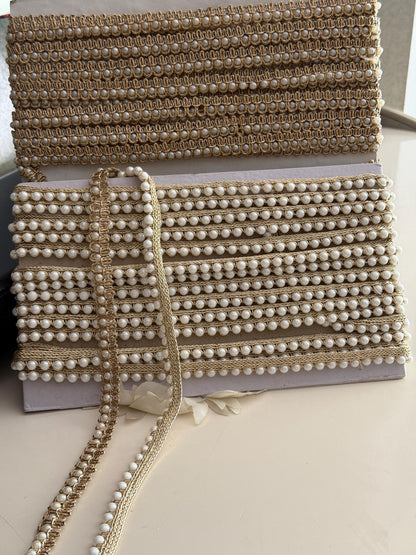 Champagne Gold Pearl Beaded Trim