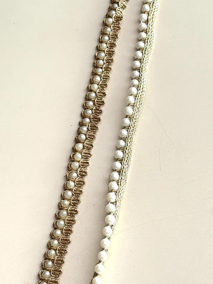 Champagne Gold Pearl Beaded Trim