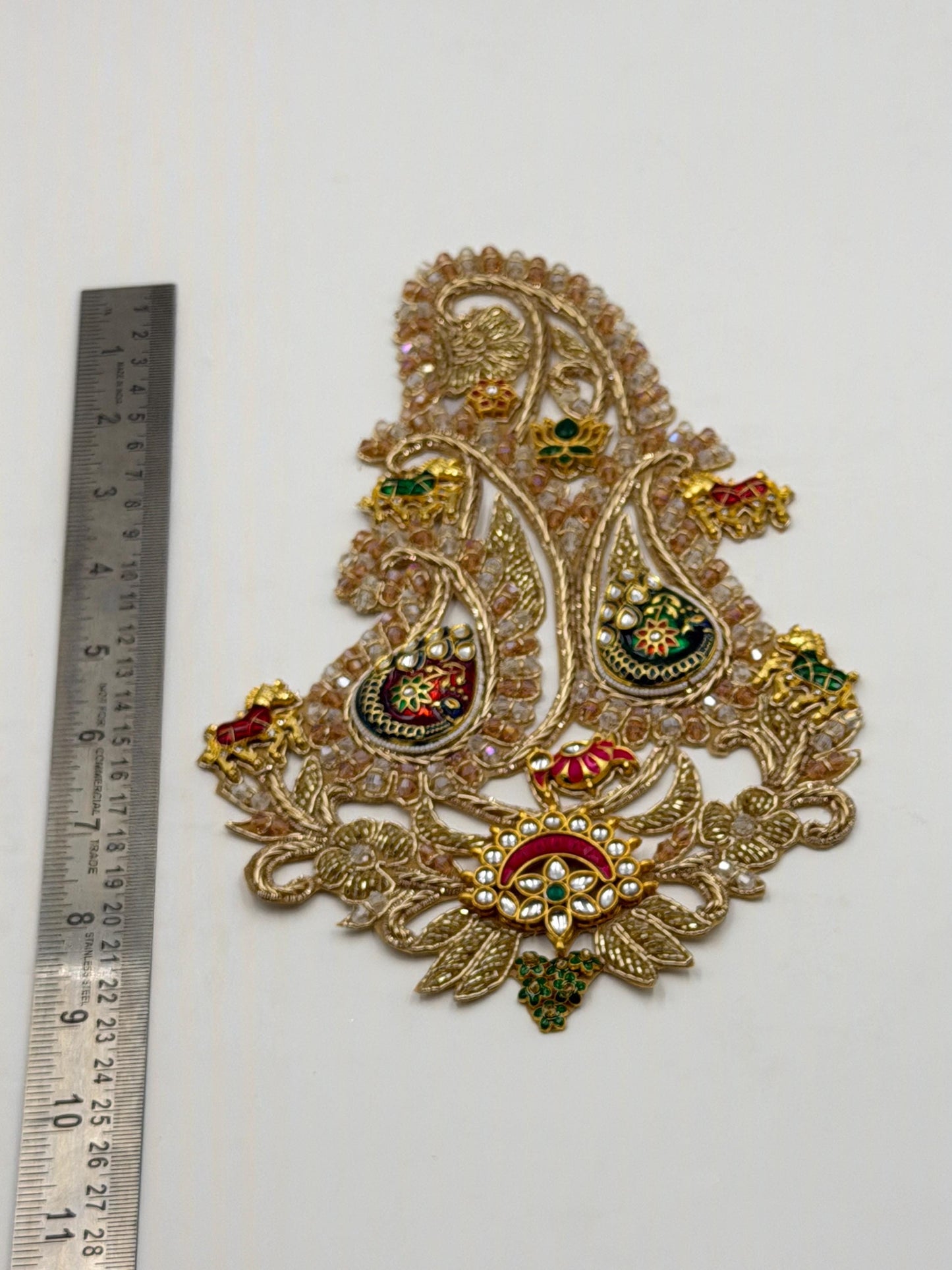 Royal Kundan Paisley Applique Patch Hand Embroidered Jewel
