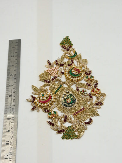 Hand Embroidered Kundan Applique Patch