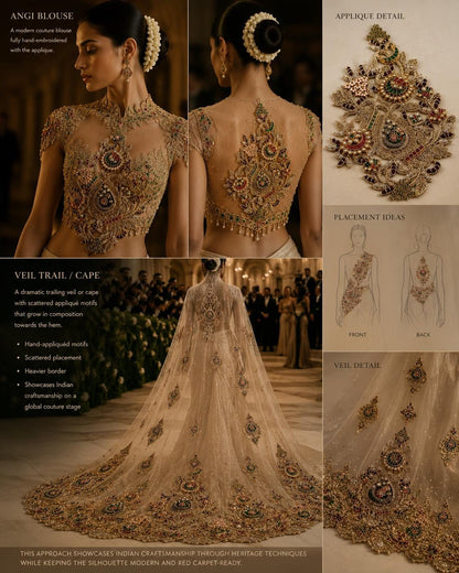 Hand Embroidered Kundan Applique Patch