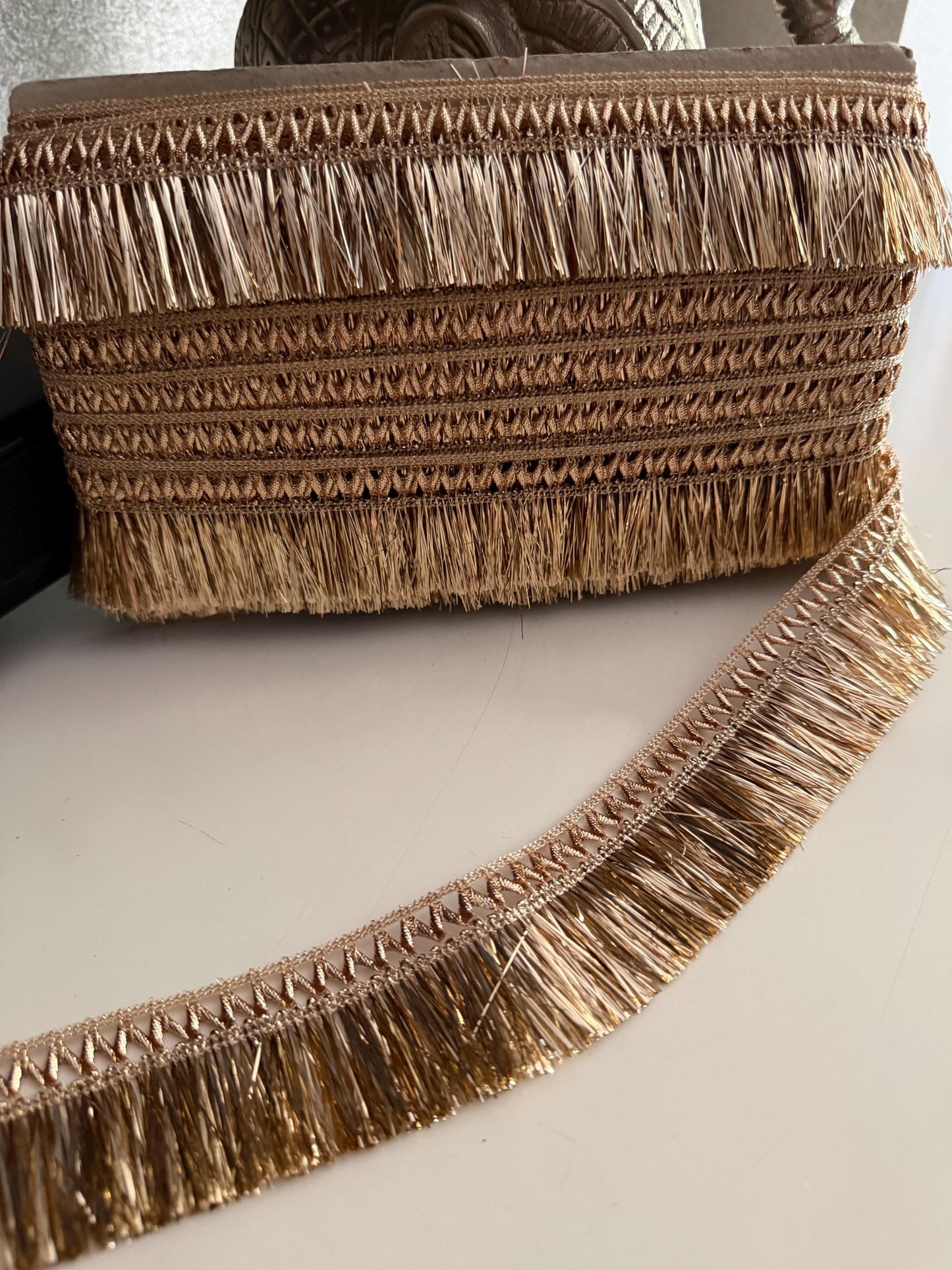 Champagne Gold Metallic Fringe Trim