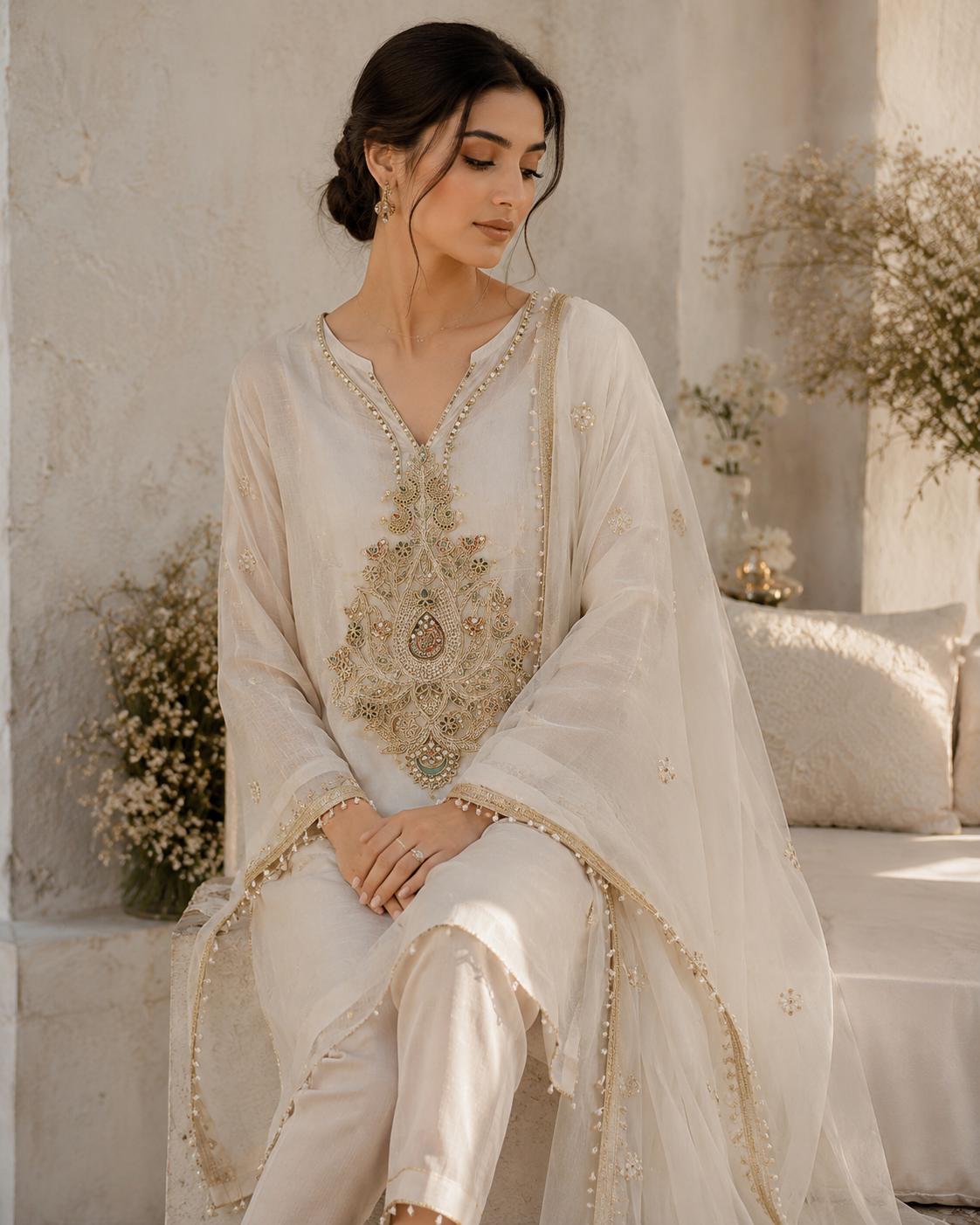 Luxury Beaded Jewelled Applique Patch Gold Zari