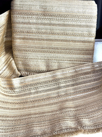 Extra Wide Gold Embroidered Fringe Trim
