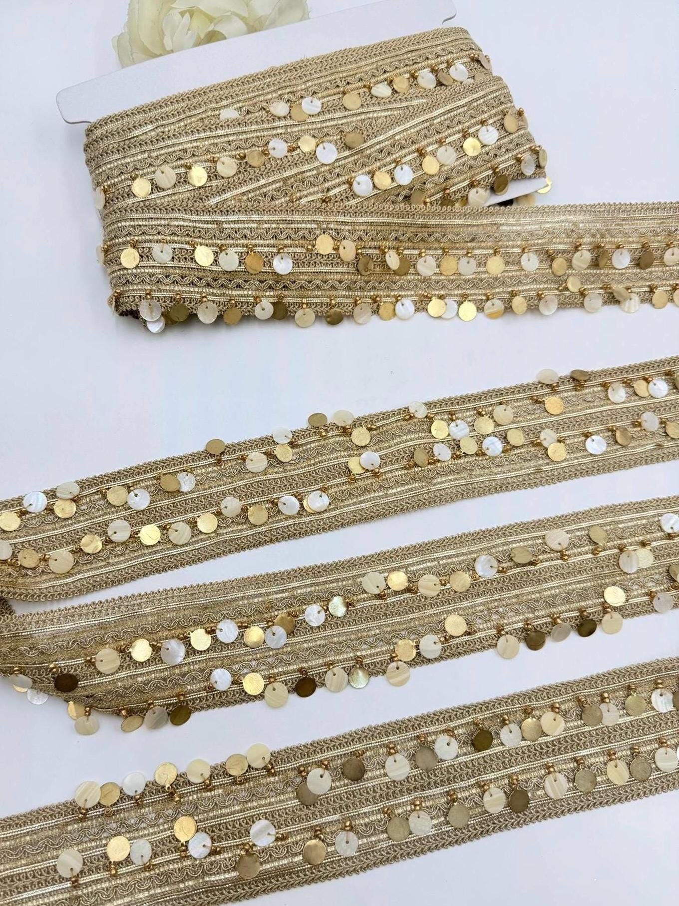Champagne Gold Sequin Shell Coin Trim