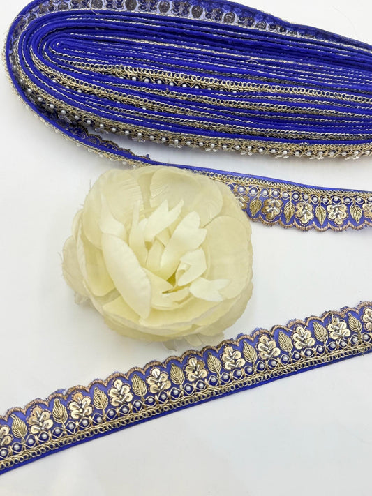 Thin Embroidered Beaded Lace Trim