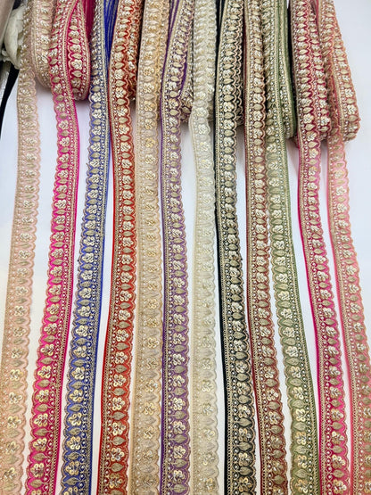 Thin Embroidered Beaded Lace Trim