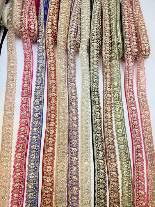 Thin Embroidered Beaded Lace Trim