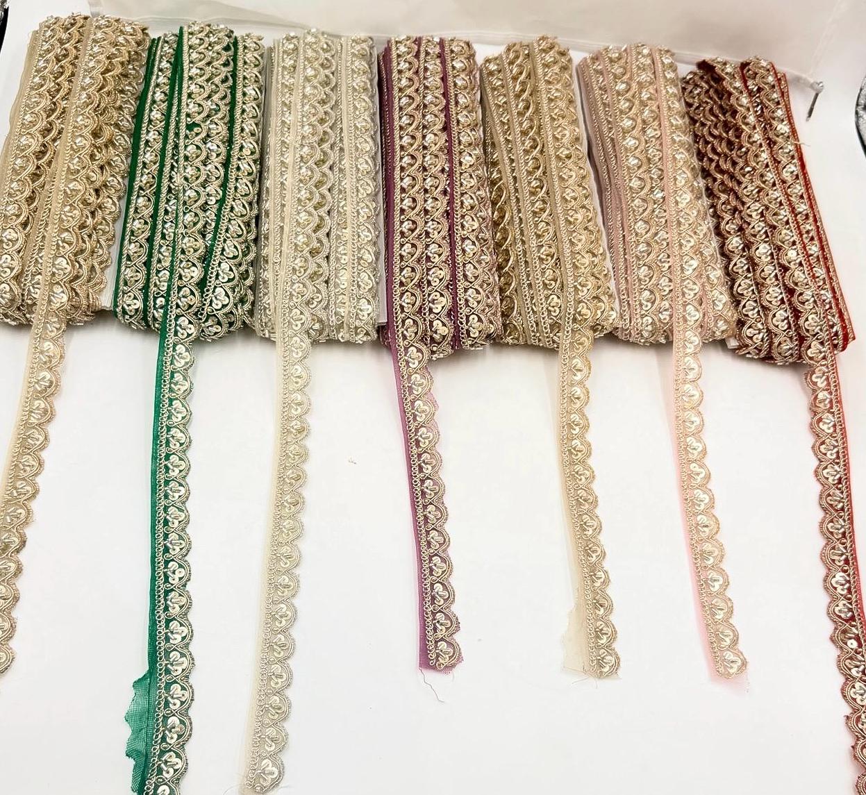 Hand Embroidered Sequin Lace Trim