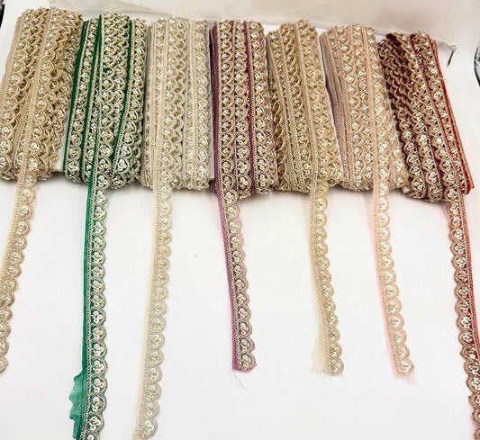 Hand Embroidered Sequin Lace Trim