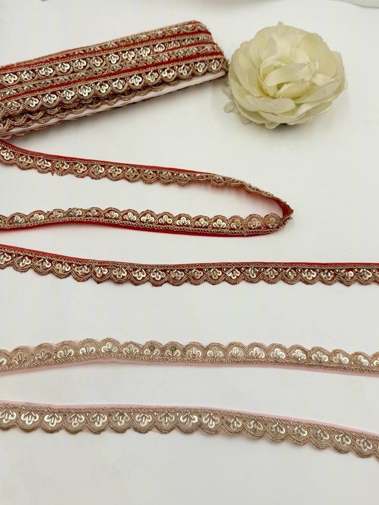 Hand Embroidered Sequin Lace Trim