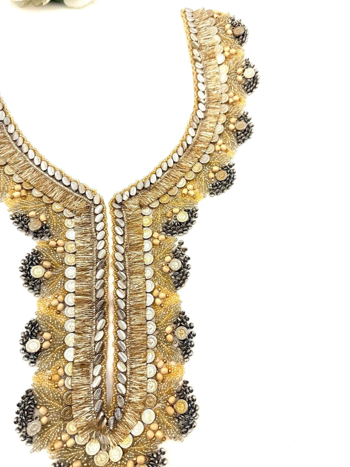 Hand Embroidered Neckline Applique
