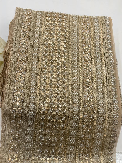 Champagne Gold Beaded Lace Trima