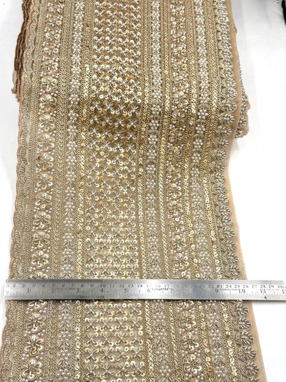 Champagne Gold Beaded Lace Trima