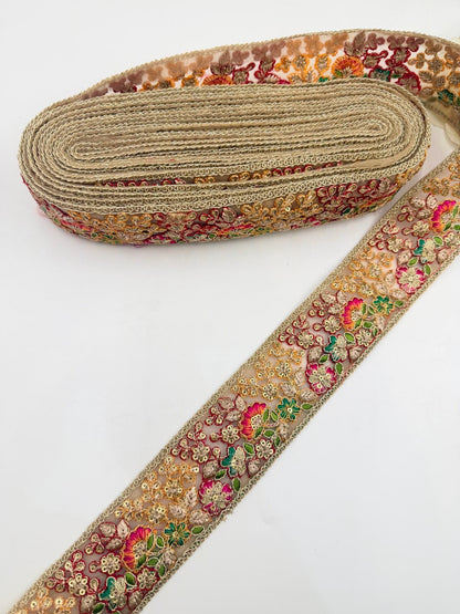 Black Floral Embroidered Lace Trim