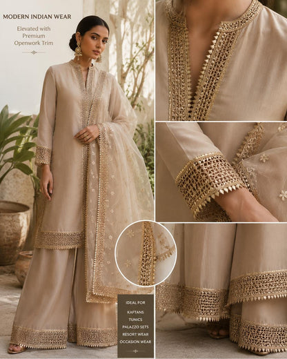 Champagne Gold Openwork Ribbon Trim