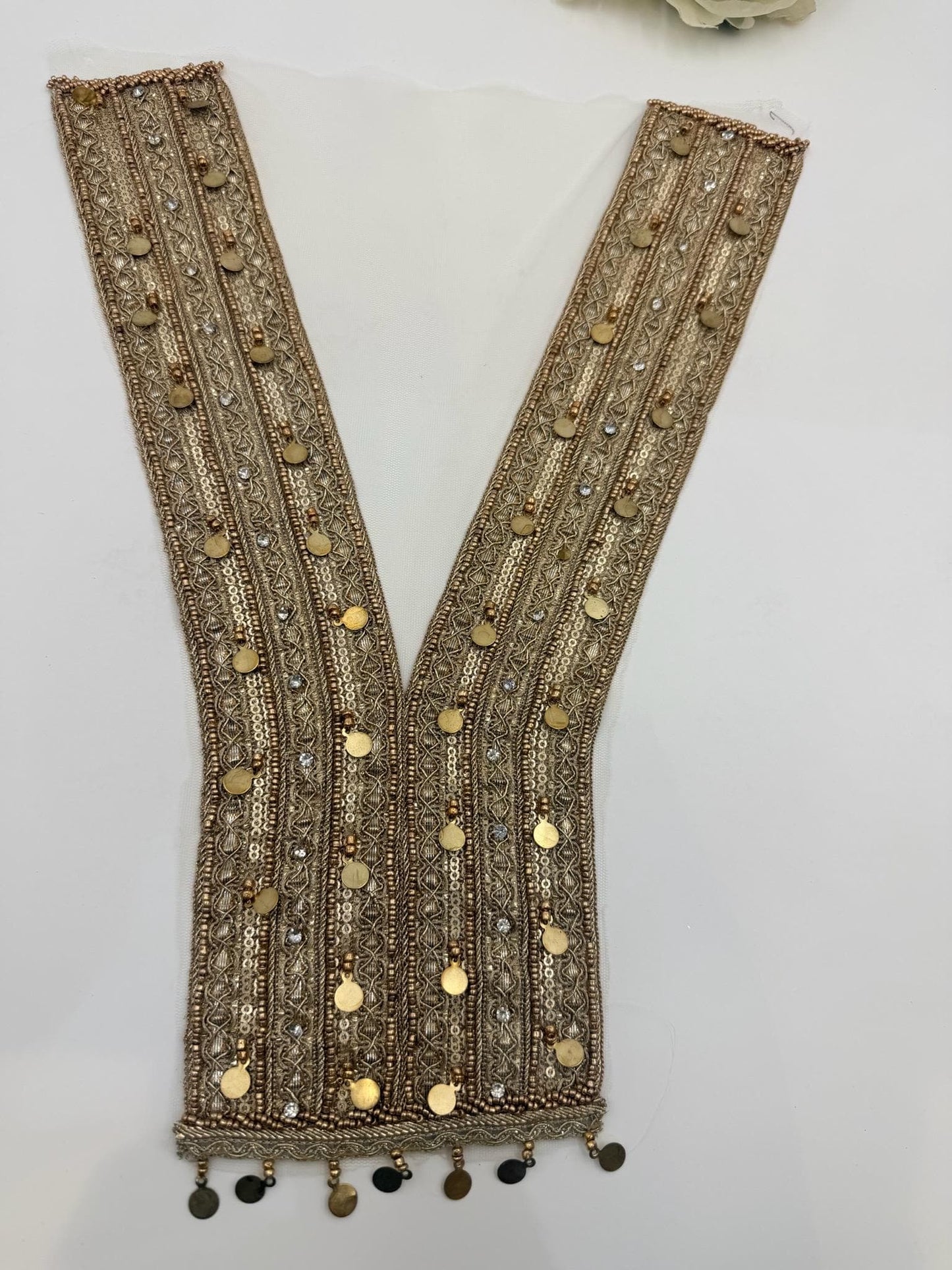 Gold Mirror Work Neckline Applique