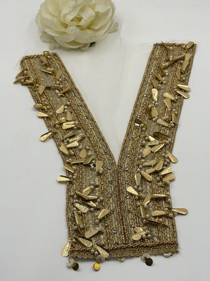 Gold Zardozi Neckline Applique