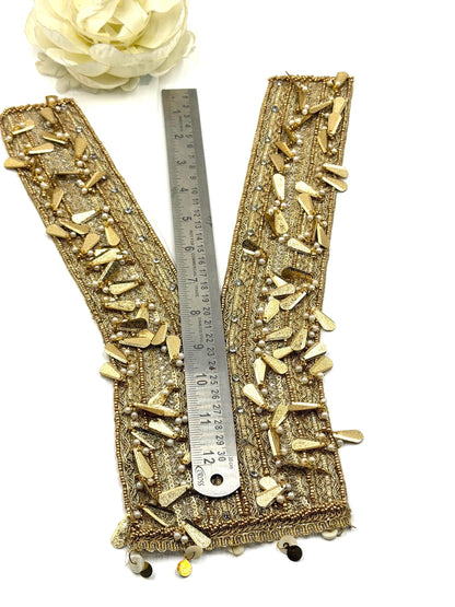 Gold Zardozi Neckline Applique