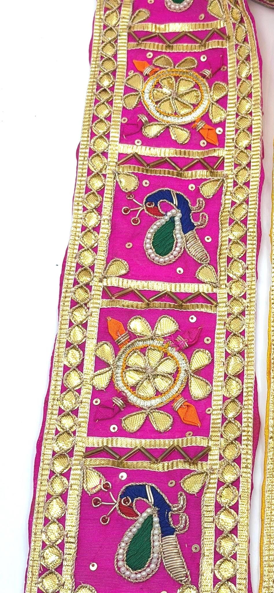 Peacock Gota Patti Border Lace Trim