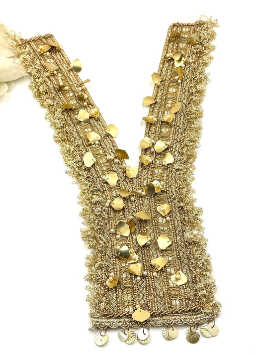 Antique Gold Champagne Neckline Applique
