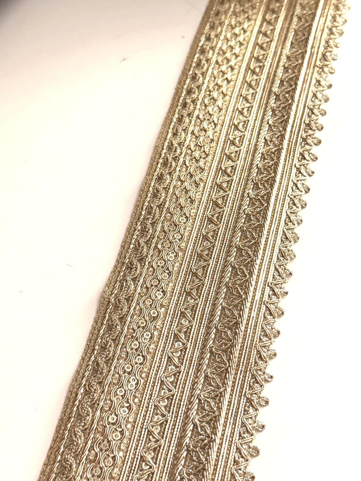 Champagne Gold Metallic Trim Border 3 Inch Wide Decorative Lace