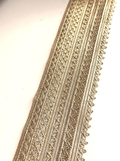 Champagne Gold Metallic Trim Border 3 Inch Wide Decorative Lace