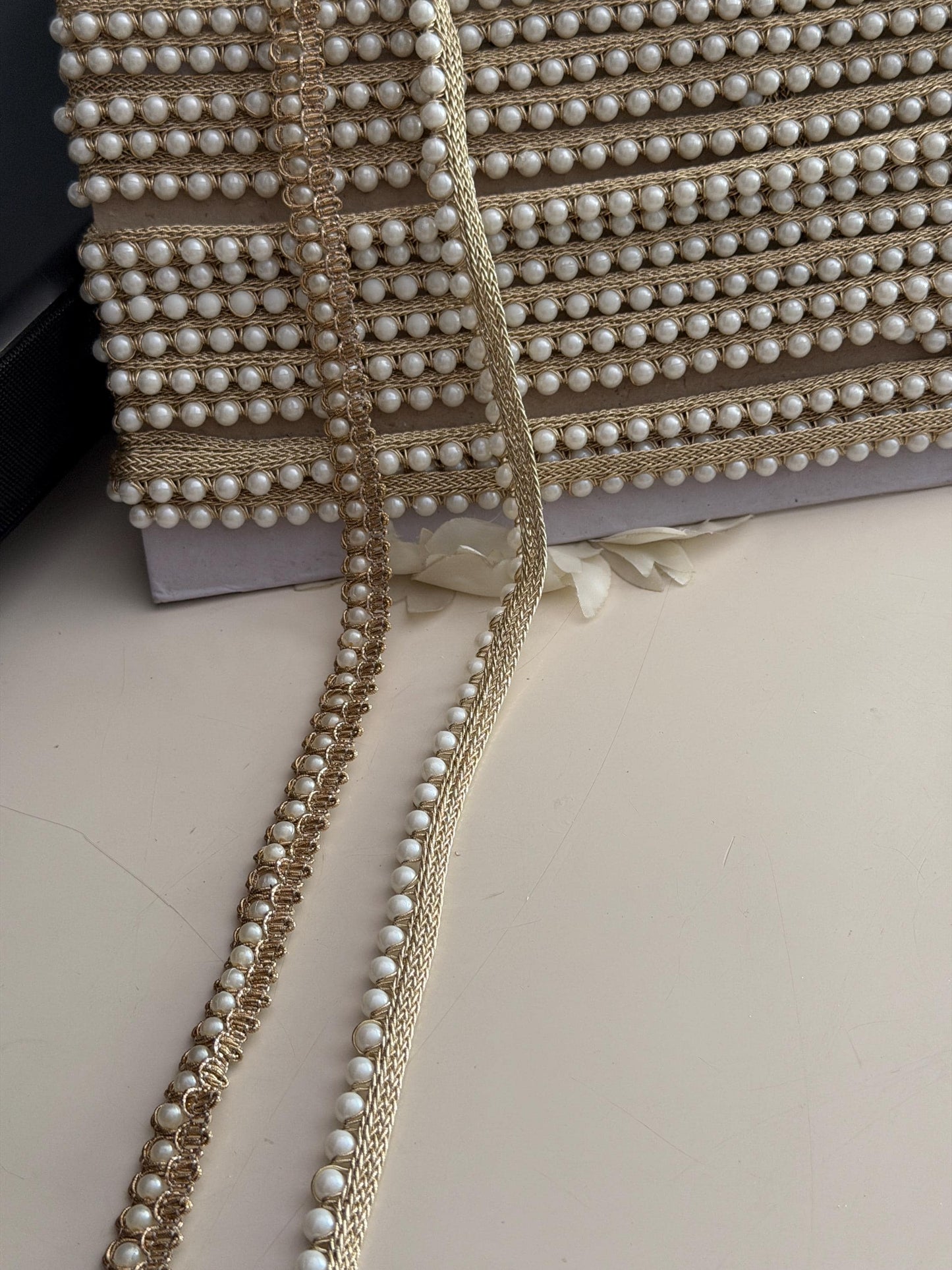 Champagne Gold Pearl Beaded Trim