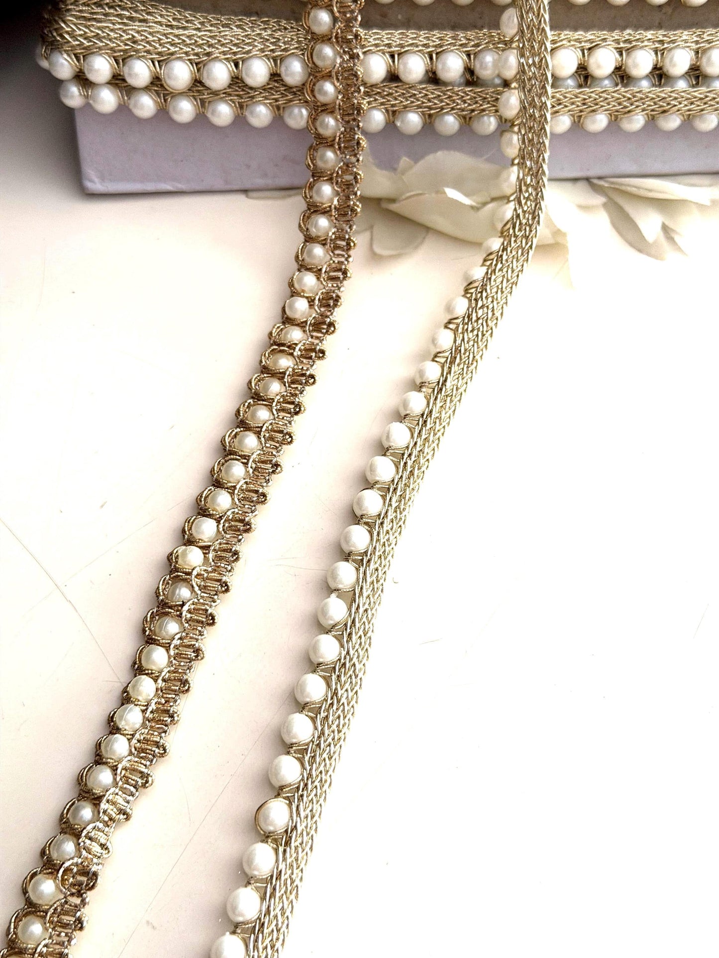 Champagne Gold Pearl Beaded Trim