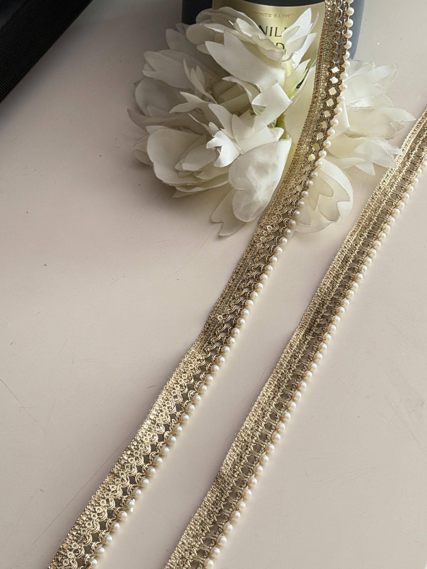 Antique Gold Pearl Edging Lace Trim