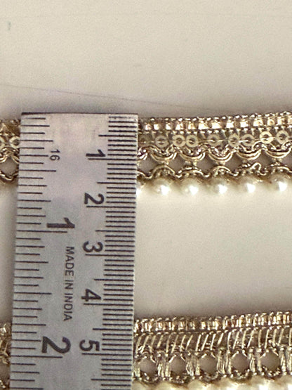 Antique Gold Pearl Edging Lace Trim