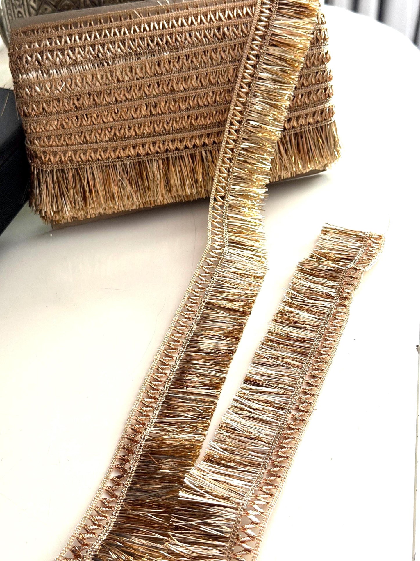 Champagne Gold Metallic Fringe Trim