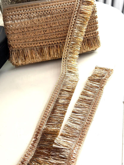 Champagne Gold Metallic Fringe Trim