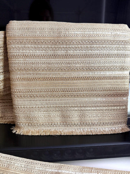 Extra Wide Gold Embroidered Fringe Trim