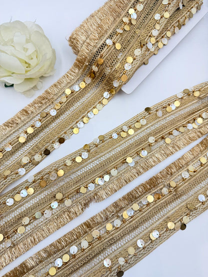 Champagne Gold Sequin Fringe Trim