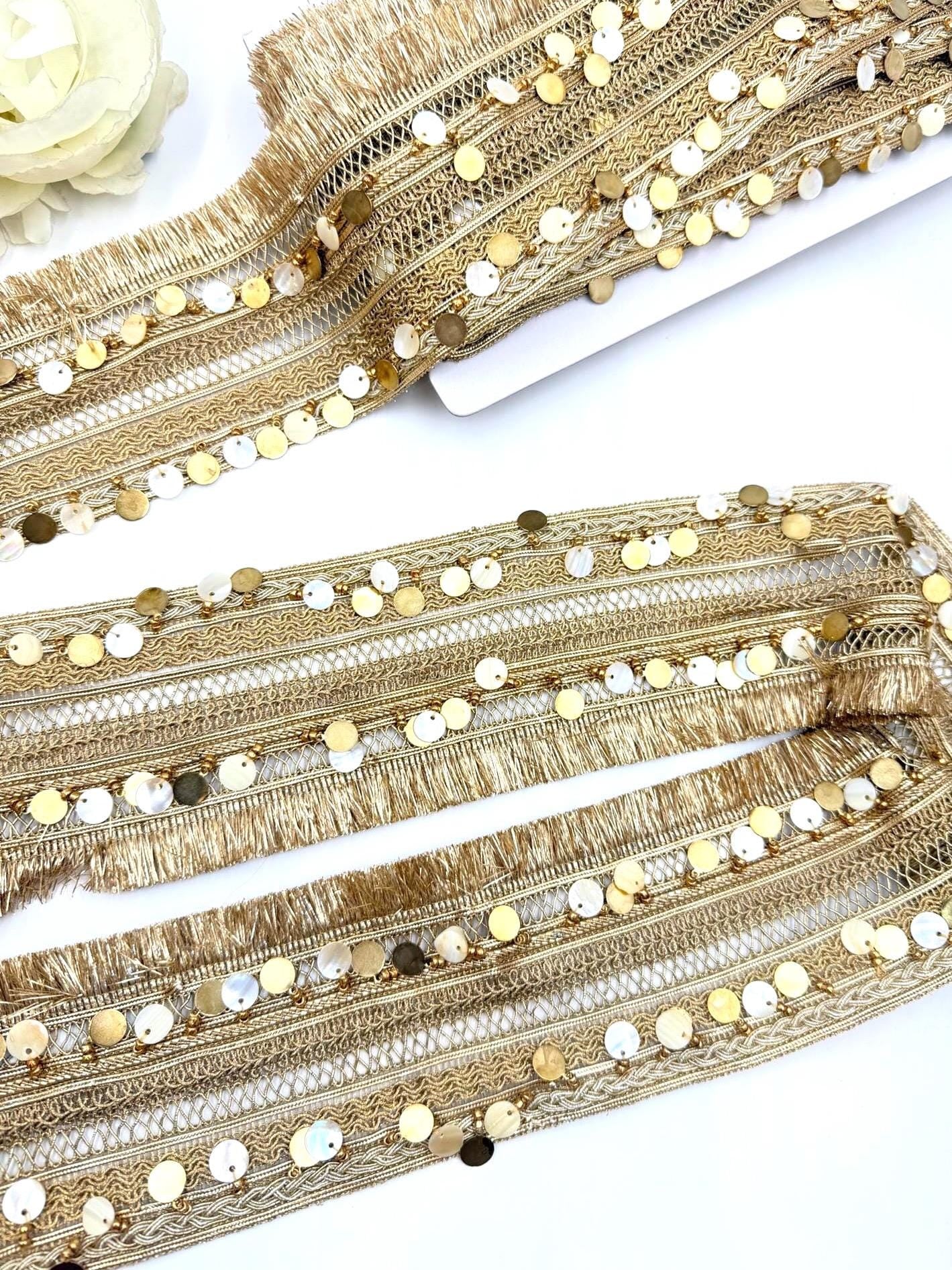 Champagne Gold Sequin Fringe Trim