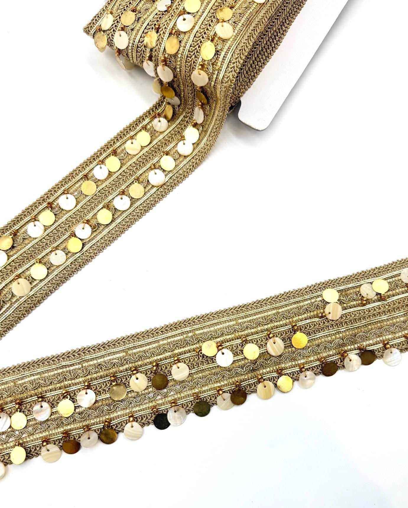 Champagne Gold Sequin Shell Coin Trim