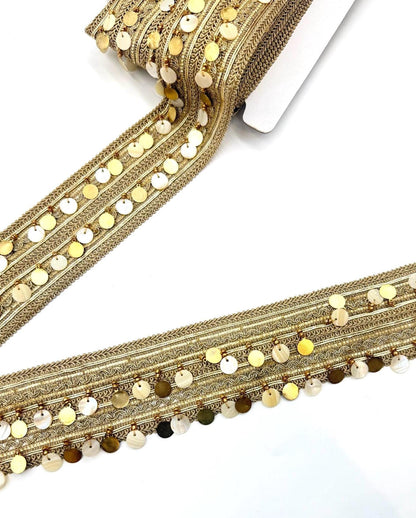 Champagne Gold Sequin Shell Coin Trim