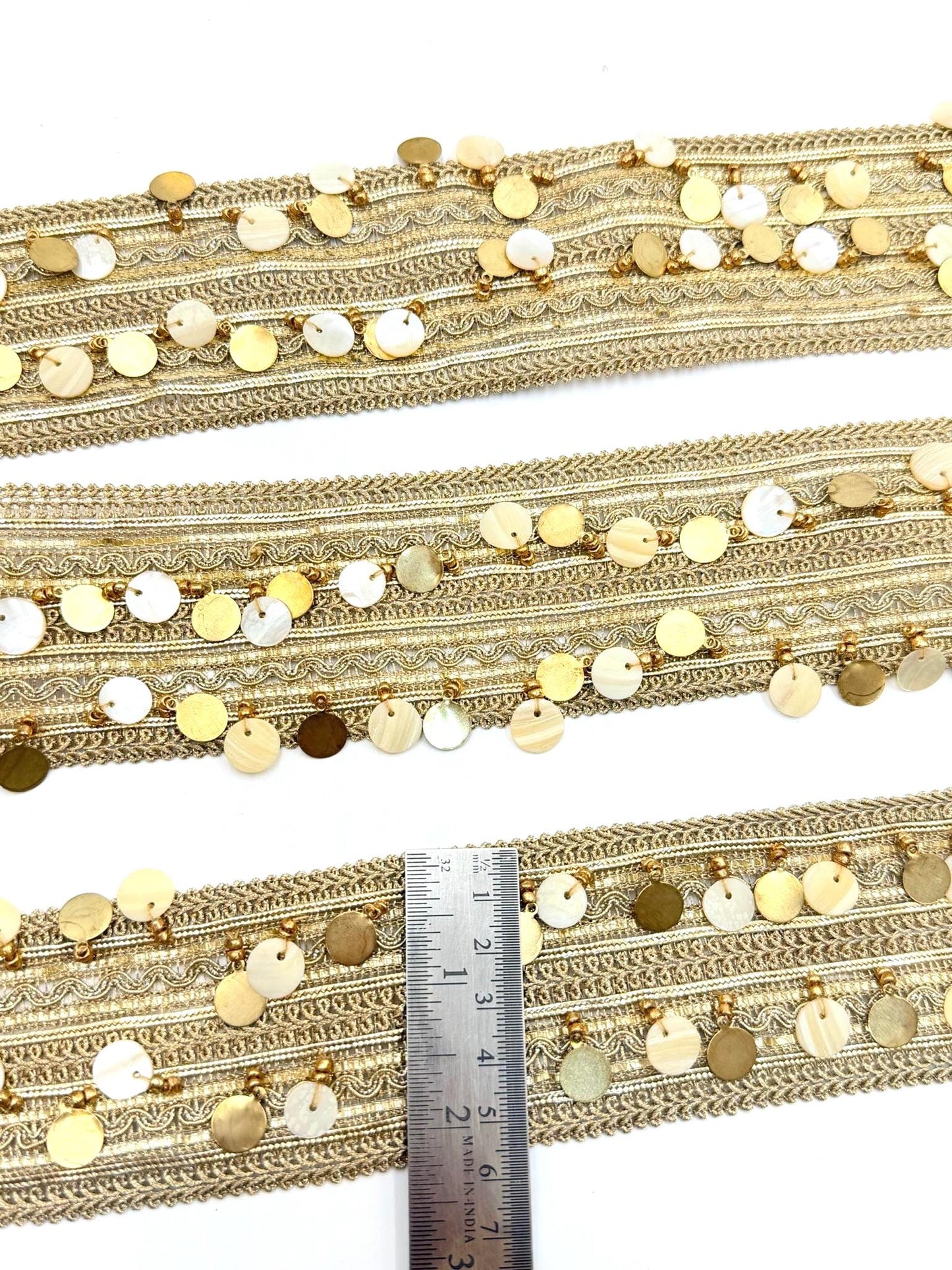 Champagne Gold Sequin Shell Coin Trim