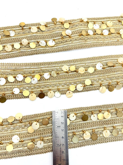 Champagne Gold Sequin Shell Coin Trim