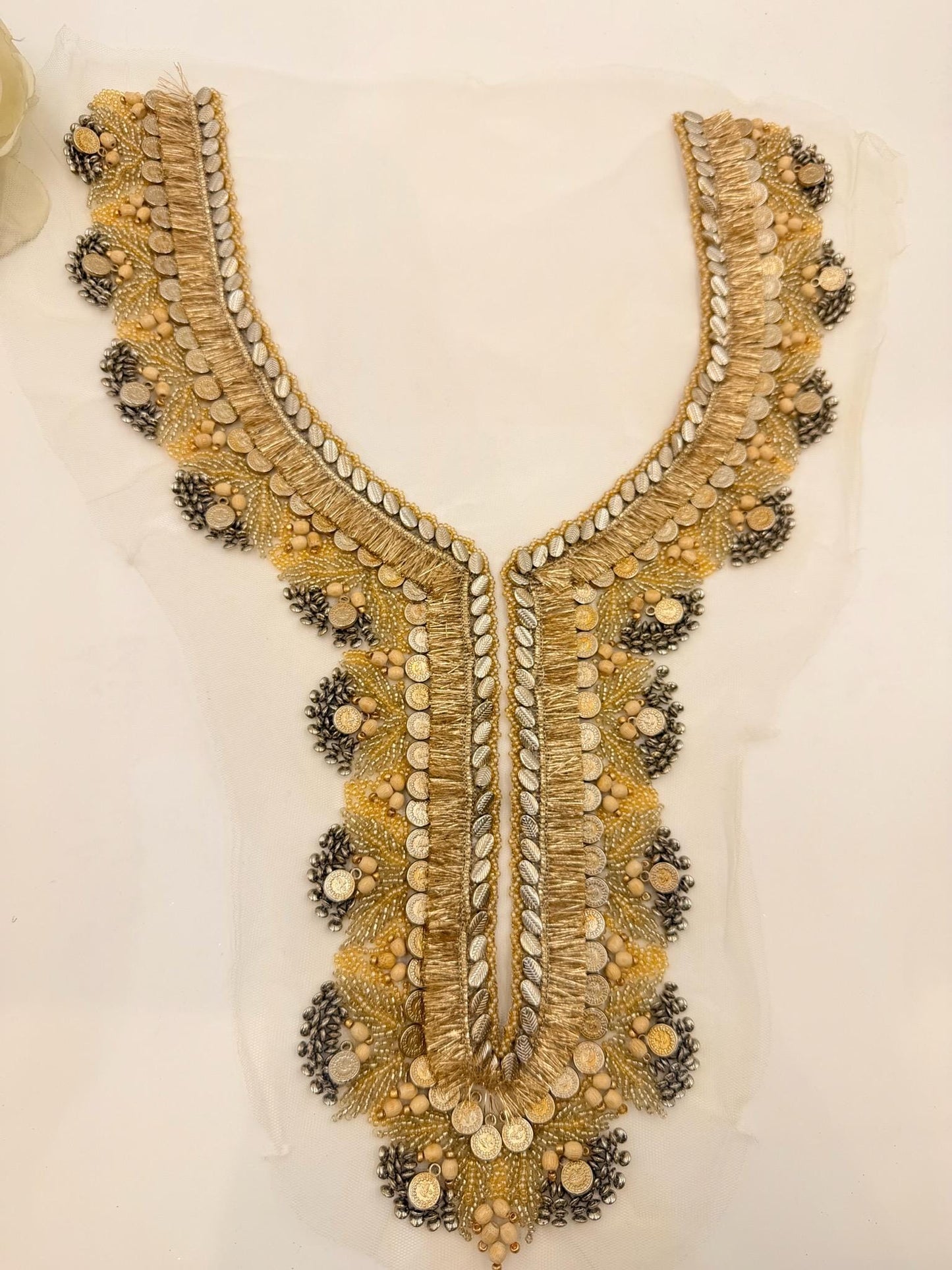 Hand Embroidered Neckline Applique
