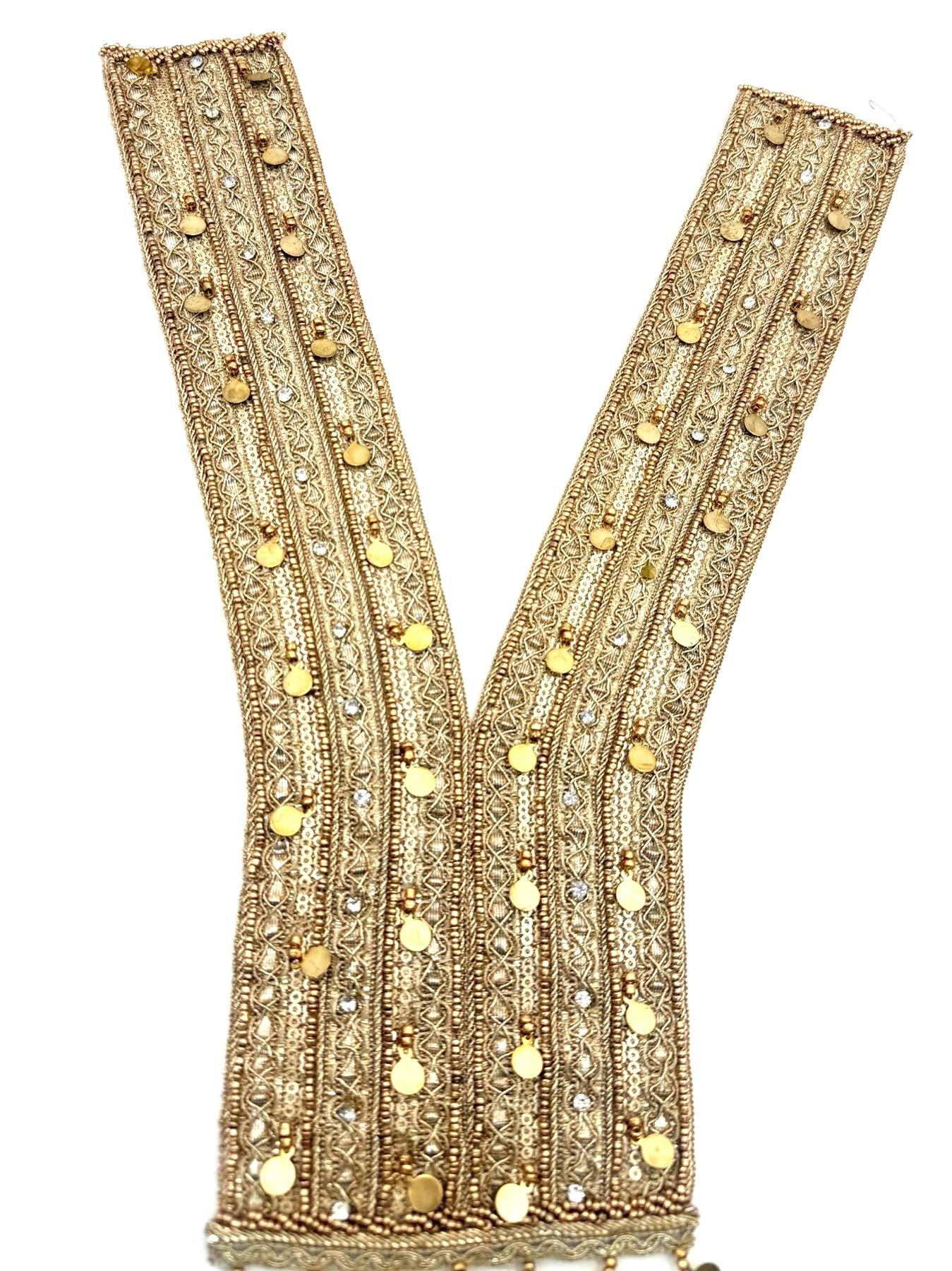 Gold Mirror Work Neckline Applique