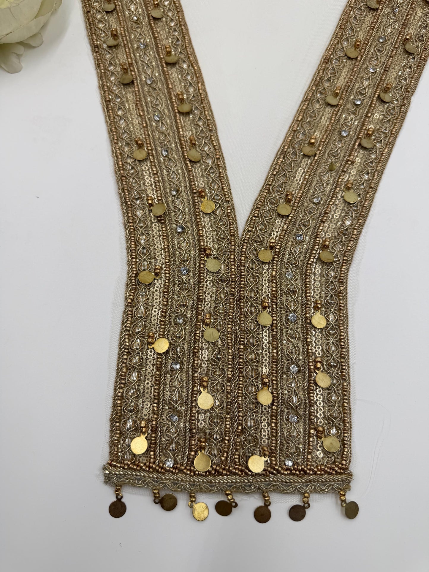 Gold Mirror Work Neckline Applique